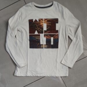 Old Navy Cream Long Sleeve Tee with Wild Graphic